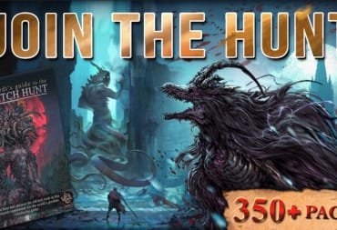 Steinhardt's Guide to the Eldritch Hunt promotional image showing monsters and the book