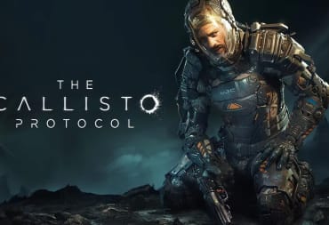 The Callisto Protocol header image with character standing in a dark area with a gun and space suit on. 