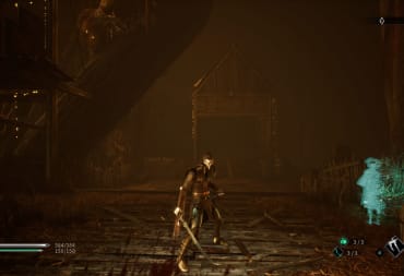 Thymesia Screenshot In game of Corvus Standing before the first boss