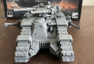 The Warhammer Horus Heresy Sicaran Battle Tank Facing the Camera, with it's Autocannon ready to fire
