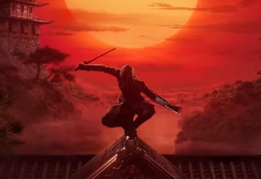 The protagonist of the upcoming Assassin's Creed Japan game perched on a rooftop