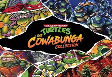 Various images of the Teenage Mutant Ninja Turtles surround the logo for The Cowabunga Collection.