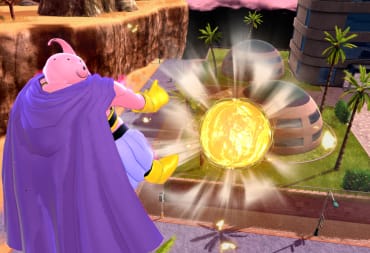 Majin Buu firing a giant fireball in Dragon Ball: The Breakers