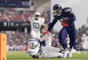 A player reaching to another of the opposing team, either to help them up or deny them the ball, in Madden NFL 23