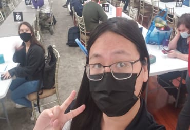 A selfie of Magic judge Elaine Cao at the Face to Face Open in Toronto