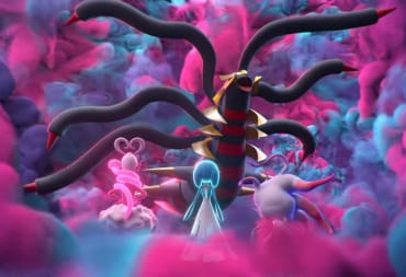 Pokemon Lost Origin promotional trailer screenshot featuring Giratina and several pokemon