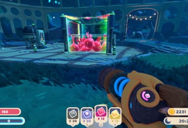 A corral of Slimes in Slime Rancher 2