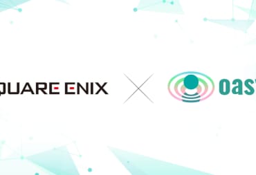 The Square Enix and Oasys logos with an X between them, representing the Square Enix blockchain partnership