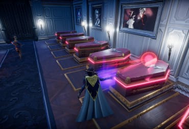 The player raising a servant from a coffin in V Rising