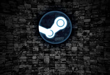 Steam logo over a collection of games