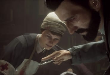 Don't Nod Vampyr screenshot showing the main character and someone else operating on someone.
