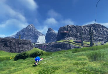 Sonic sprinting through Frontiers' open world, which he could be doing in the upcoming Sonic Frontiers Monster Hunter DLC.