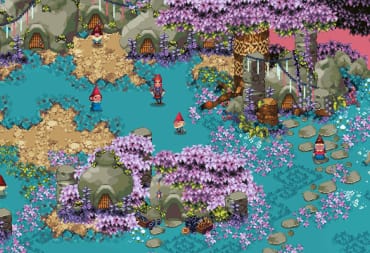 The player standing among a group of gnomes in a cute village in Kynseed