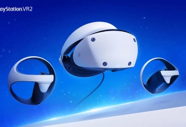 The PSVR2 floating in a blue void with its controllers, marking the PSVR2 release date