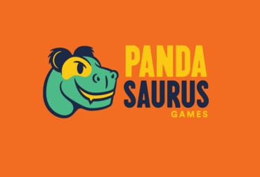 The logo for Pandasaurus Games on an orange background