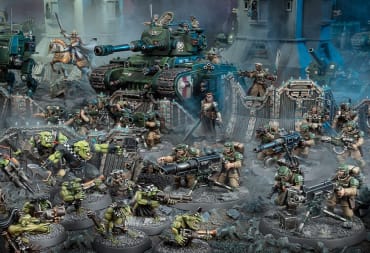 Artwork of tanks and generals from the Imperial Guard in Warhammer 40k