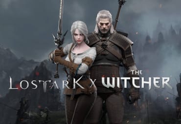 Geralt and Ciri looking moody in the Lost Ark Witcher crossover key art
