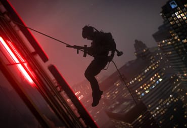 A soldier rappelling down a building in Call of Duty: Modern Warfare 2