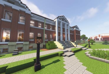The South Dakota Mines university campus as rendered in Minecraft