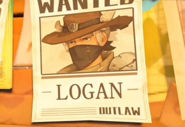 Screenshot from the My Time At Sandrock Secret Behind the Mask update trailer of Logan on an outlaw poster, Secret Behind The Mask Update