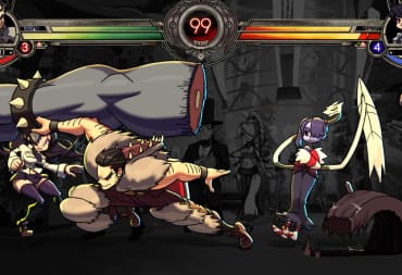 Skullgirls update header shows two characters fighting.