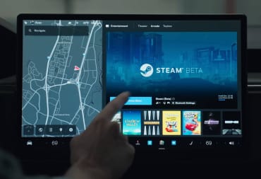 Someone choosing to open the Steam beta within their Tesla dashboard