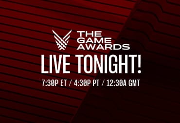 The Game Awards 2022 logo on a dark red background.