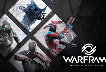 Warframe crossplay showing 4 players playing together.