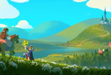 Key art for the fantasy fairytale city builder Fabledom, which depicts an idyllic setting.