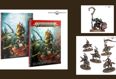 An image comprised of the new Gloomspite Gitz battletome and two new units for the army