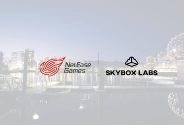 The logos for NetEase and SkyBox against a backdrop of a cityscape