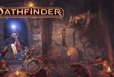 Official artwork from Pathfinder of a party fighting in a dungeon