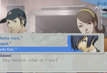 A question being asked in a class in Persona 3 Portable
