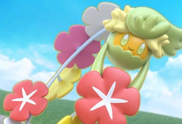 Comfey floating and looking happy in Pokemon Unite