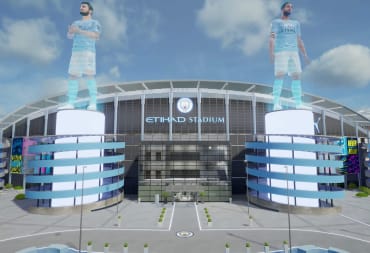 A virtual representation of Manchester City's iconic Etihad Stadium