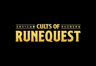 The title for Cults of Runequest on a black background.