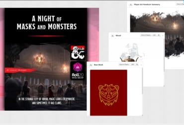 A Roll20 campaign featuring the DMs Guild module, A Night of Masks and Monsters