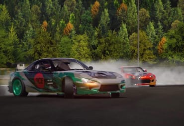 Two cars drifting around a corner in the newly-announced Driftce