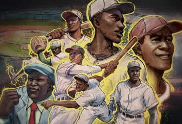 Artwork of several iconic Black baseball athletes in the new MLB The Show 23 Storylines mode