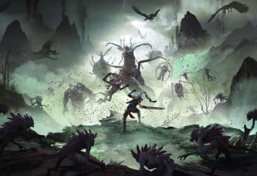Key art showing the main character slaying a horde of undead monsters in Morbid: The Lords of Ire