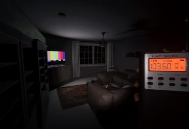 A dingy room in Phasmophobia, with the player looking over it using the Spirit Box