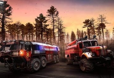 Two firefighting vehicles in the new SnowRunner Season 9 content