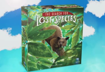 The box art for The Search for Lost Species on a sky background