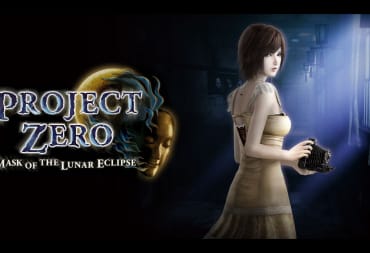 The cover art for Fatal Frame: Mask of The Lunar Eclipse, showcasing the protagonist Ruka Minazuki staring towards something with the titular mask in her hand.