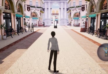 The male protagonist standing in a shopping area in The Caligula Effect: Overdose