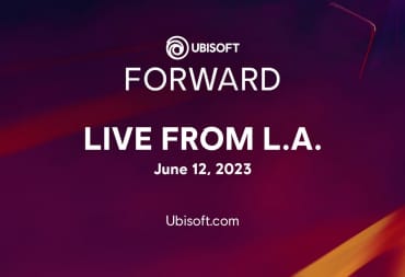 Promo banner of the Ubisoft Forward Live Show on a violet background
