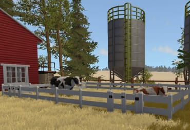 House Flipper Animals Guide - Cover Image Two Cows in a Pen Next to a Silo