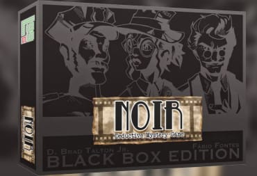 Noir Black Box Edition depicting several silhouette's of stereotypical film noir characters with an art deco logo on the front