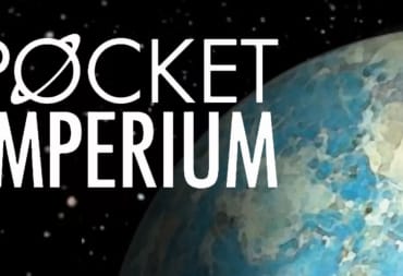 Pocket Imperium BOard Game Cover Art showing an image of the earth in the background, surrounded by the black void of space. The words Pocket Imperium are written in the top-left corner of the image