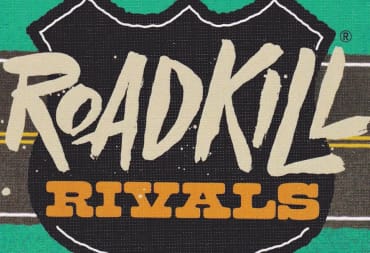 Roadkill Rivals Board Game Showing Simplistic Road Design with Grass verges and a highway patrol badge as the background to the title of the game.  